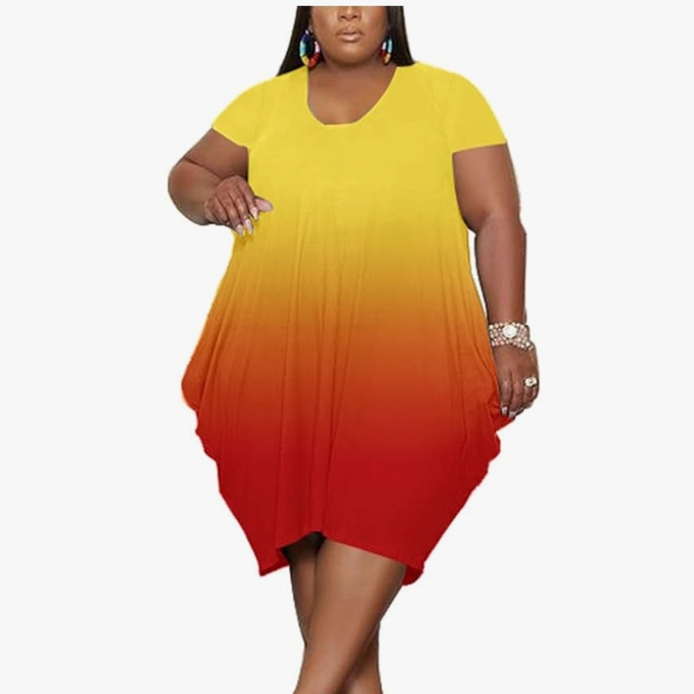 Gradient Yellow and Red Mini Dress